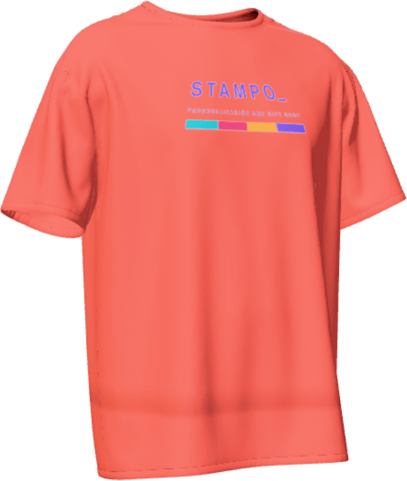 Franela coral con el logotipo de Stampo estampado en el pecho