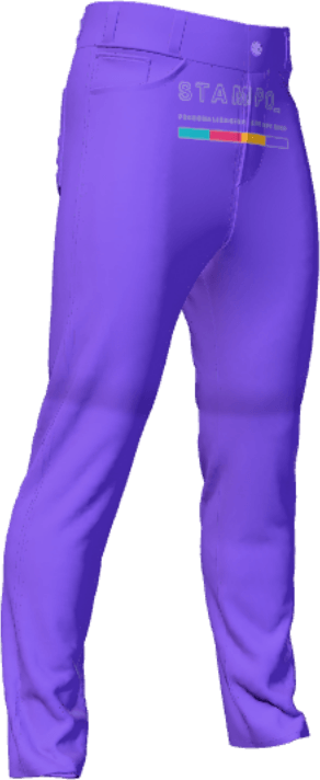 Pantalón violeta con el logotipo de Stampo estampado bajo la cintura